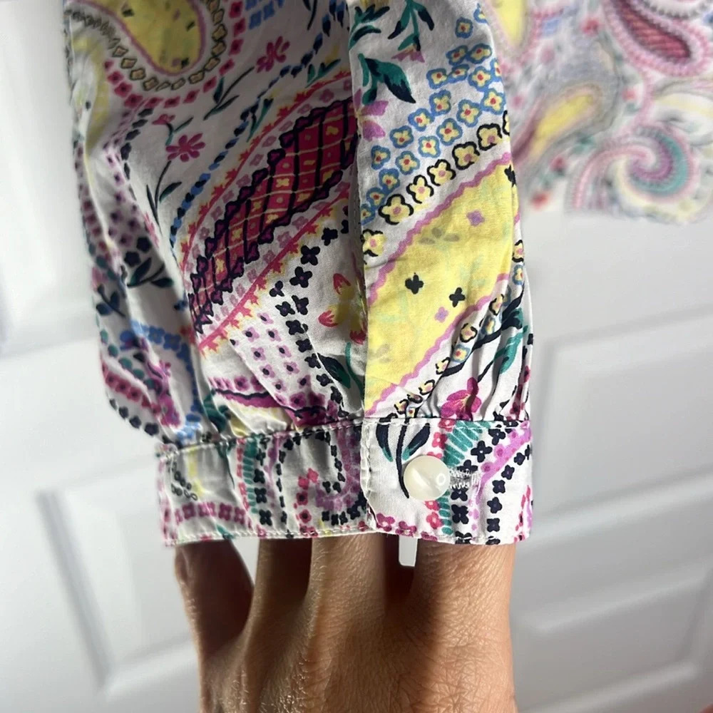 Talbots Petites Paisley Peasant top Medium - Picture 4 of 5